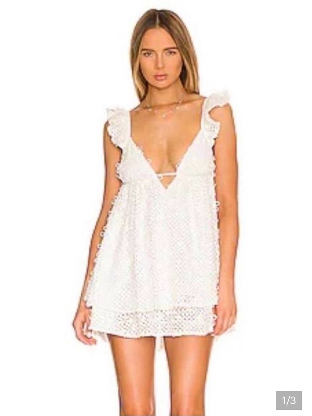 NWT For Love & Lemons White FLA Cassie Mini Dress